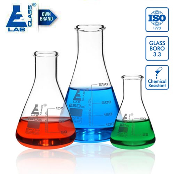 Conical Flask 1000ml (Erlenmeyer Flask) Borosilicate Glass Chemical Resistant